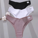 Brazilian Cotton Panties Set V Waist G-String Lingerie Set