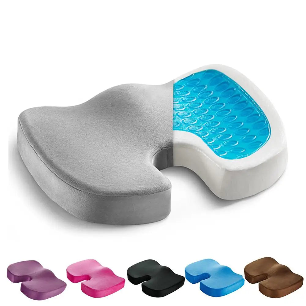 Orthopedic Memory Foam U-Shape Seat Cushion with Gel for Office and Car - Breathable Coccyx Support and Massage Pad