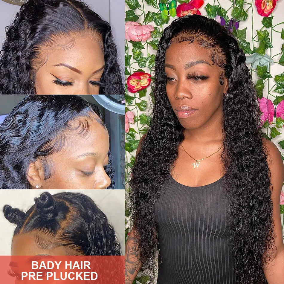 Water Wave Lace Front Wig Full Lace Front Human Hair Wigs For Black Women 30 34 Inch HD Wet And Wavy Loose Deep Wave Frontal Wig  ourlum.com   