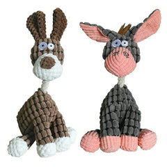 Donkey Corduroy Chew Toy: Interactive Squeaker Plush for Dog Training