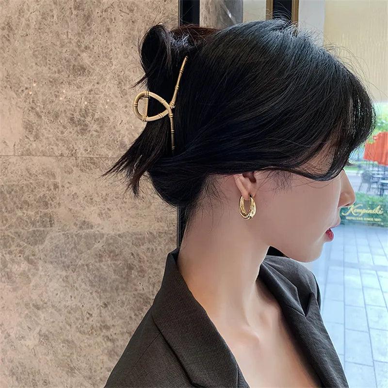 Chic Korean Style Metal Hoop Earrings - Elegant Fashion Jewelry for Women  ourlum.com   