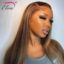 Highlighted Brown Ombre Straight Lace Front Wig Brazilian Remy Hair