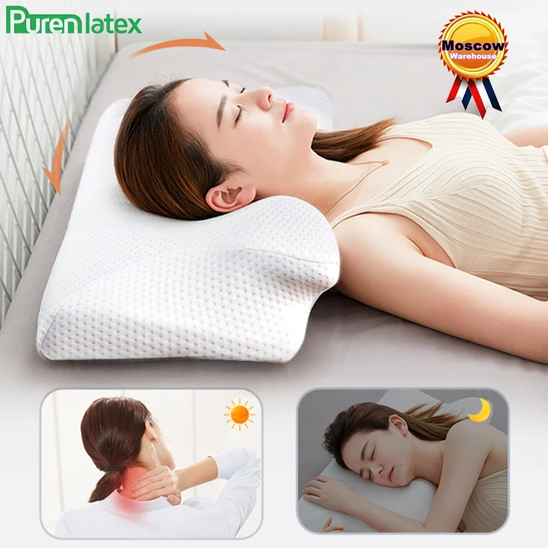 Ergonomic Memory Foam Neck Pillow for Neck Pain Relief - Ideal Support for All Sleep Positions