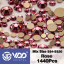 Crystal Gold Mix Size Flatback Rhinestones for DIY Nail Art  ourlum.com Rose Mix Size(1440Pcs) 