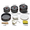 Lightweight Non-Stick Camping Cookware Set 14-in-1 Portable Pans