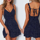 Sultry Dot Print V-Neck Dress Elegant Backless Style Chic