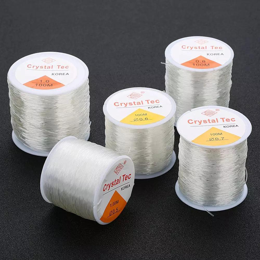 Elastic Crystal Beading Cord for Jewelry Making - White Stretchy String with High-Quality Plastic  ourlum.com   