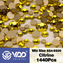 Crystal Gold Mix Size Flatback Rhinestones for DIY Nail Art  ourlum.com Citrine Mix Size(1440Pcs) 