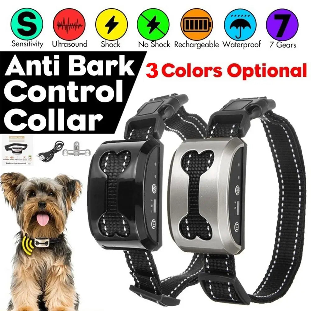 Pet Dog Bark Control Collar: Stop Barking, Rechargeable Waterproof Ultrasonic  ourlum.com   