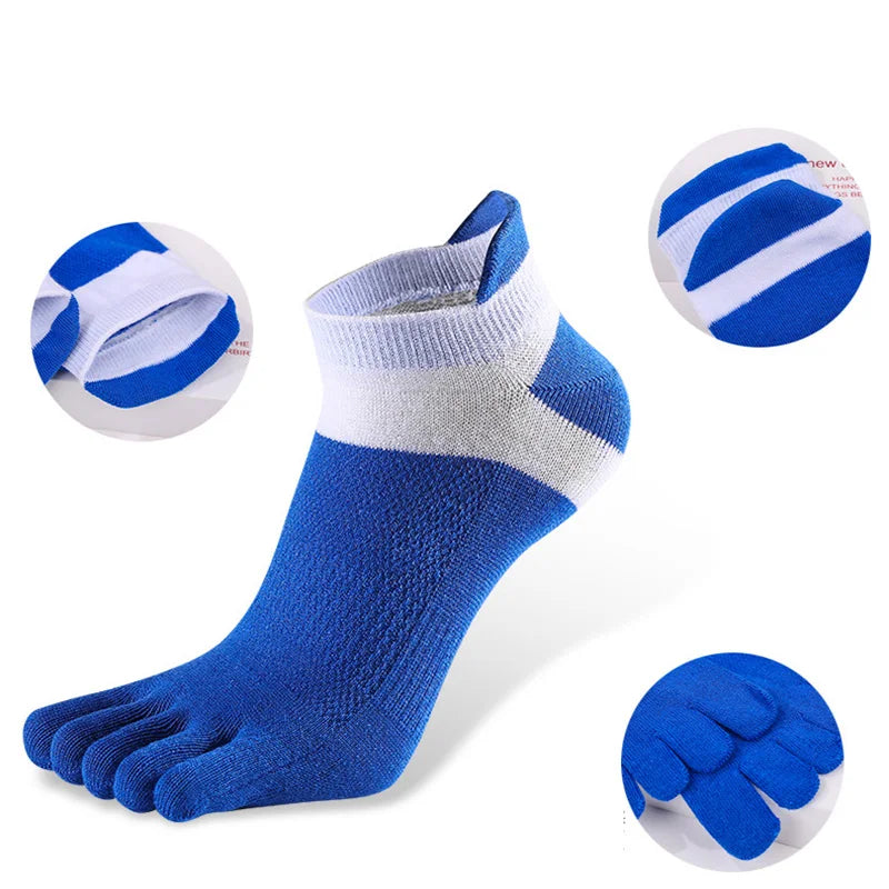 5 Pairs of Premium Cotton Five-Toe Men's Summer Socks - Luminate Your Style  Our Lum   