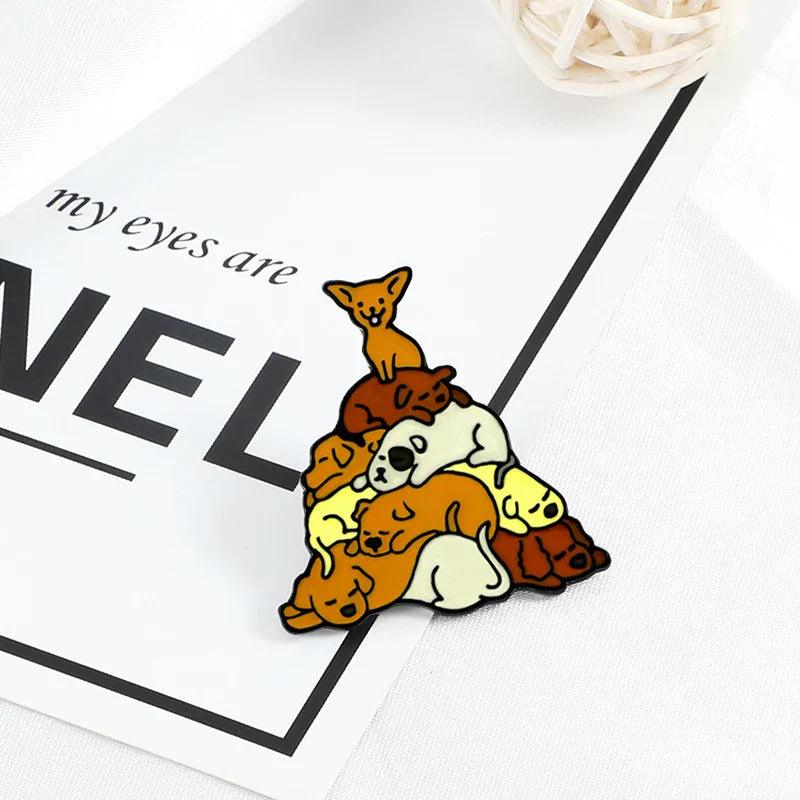 Cartoon Dogs Enamel Brooch: Cute Animals Badge Jewelry Gift  ourlum.com   