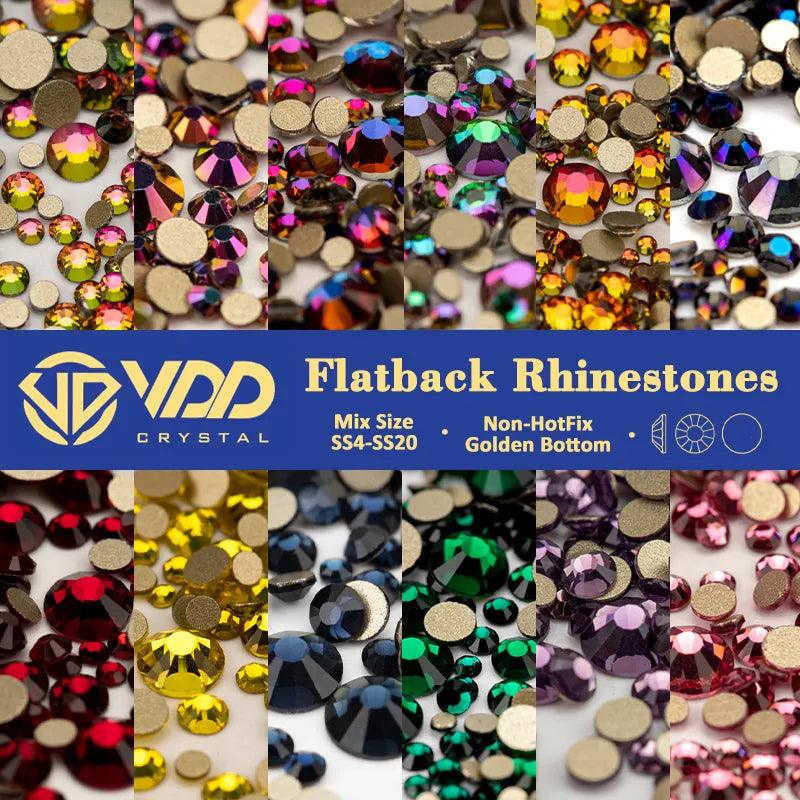Crystal Gold Mix Size Flatback Rhinestones for DIY Nail Art  ourlum.com   
