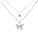 New Shiny Butterfly Necklace Ladies Exquisite Double Layer Chain