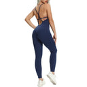 2023 Stylish Women's Backless Yoga Fitness Jumpsuit Set  OurLum.com Darkblue M CHINA