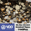 Crystal Gold Mix Size Flatback Rhinestones for DIY Nail Art  ourlum.com Smoked Topaz Mix Size(1440Pcs) 