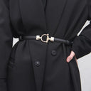 Chic Adjustable Gold Buckle Thin Waist Belt for Women - Faux Leather Skinny Fashion Accessory  ourlum.com black style 3 adjustable 