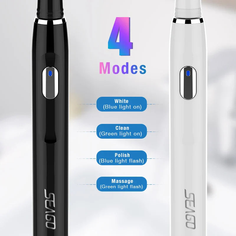 Seago Electric Toothbrush Rechargeable Sonic Vibrate 4 Clean Modes Waterproof Brushes Soft Bristle Portable Adult Timer Brush