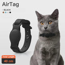 Leather Dog Cat Collar for Apple AirTag Tracker - Pet Anti-lost Accessory  ourlum.com AC38-black-S  