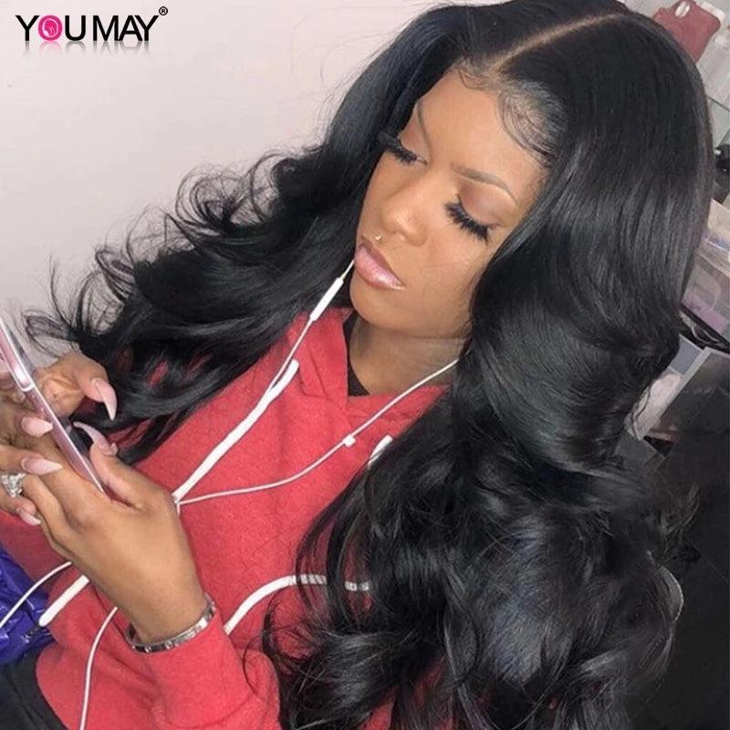 Luxurious 13x6 Brazilian Body Wave Lace Front Wig with Fake Scalp - Voluminous 250 Density Full Wig  ourlum.com 30inches 13X2 150 Density 