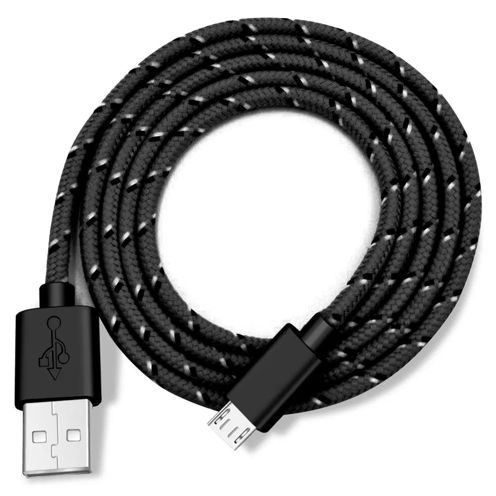 Fast Charge Micro USB Cable 1m/2m/3m - Nylon Braided Sync Charger Cord for Samsung Huawei Xiaomi HTC Android Phones  ourlum.com   