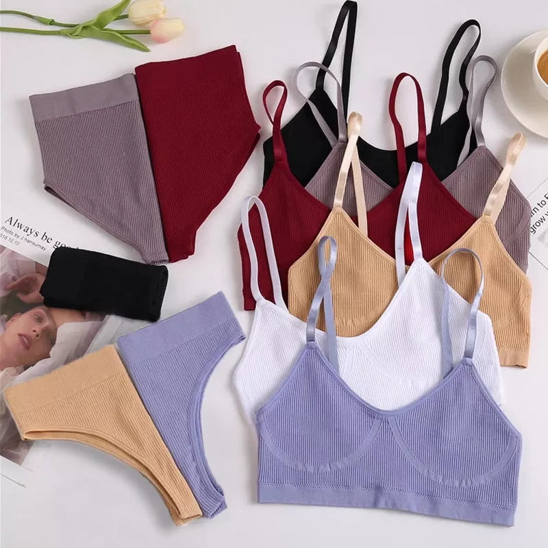 Seamless Push-Up Bra and Panty Set with Tank Crop Tops - Luxury Comfort Collection  Our Lum   