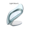 Leaf Shape Soap Dish: Automatic Drainage Shower Holder Blue Grey