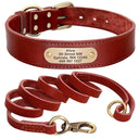 Personalized Leather Dog Collar Set with Free Engraving  ourlum.com Red Set XS 