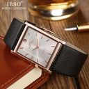 IBSO Classic Men's Fashion Watch Sleek Rectangle Dial Leather Strap