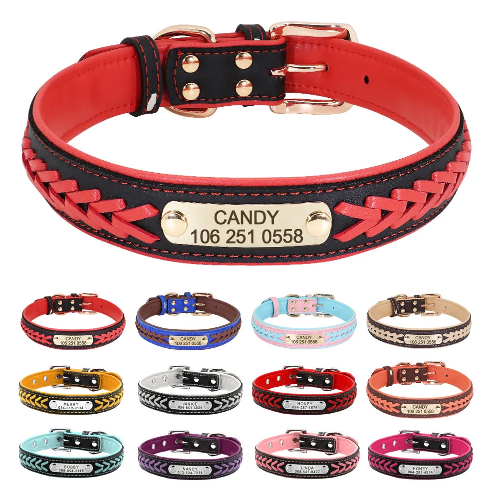 Personalized Leather Padded Dog Collar with Free Engraving: Stylish & Secure  ourlum.com   