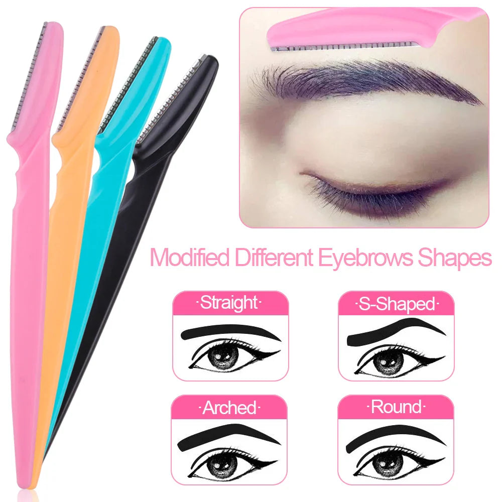3/4/10Pcs Eyebrow Trimmer Face Blade Shaver Portable Eye Brow Epilation Hair Removal Safety Eyebrow Cutting Woman Makeup Tools  ourlum.com   