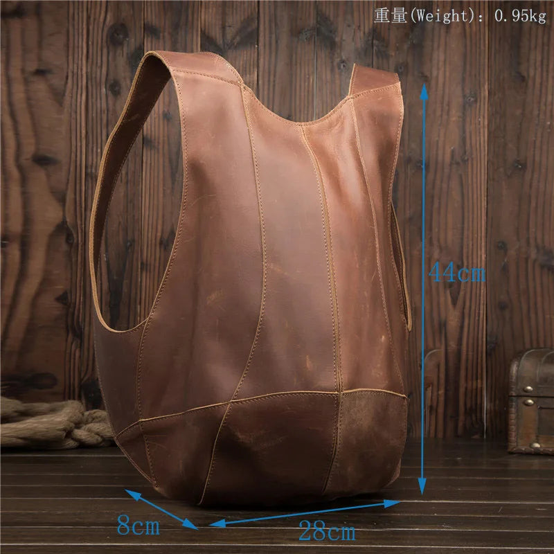 Stylish Vintage Men Women Backpack Leather Business Bag Pack for Boys Travel Bag Male Female Cowhide Anti Theft Large Hand Bags