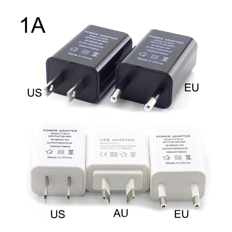 5V 1A 2A 3A Travel USB Adapter Phone Charger Power Supply Adapter Wall Desktop Charging Power Bank EU/US/AU Plug N11 black white  ourlum.com   