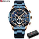 Curren Men's Blue Dial Chronograph Steel Watch: Stylish Waterproof Timepiece.  ourlum.com blue box CHINA 