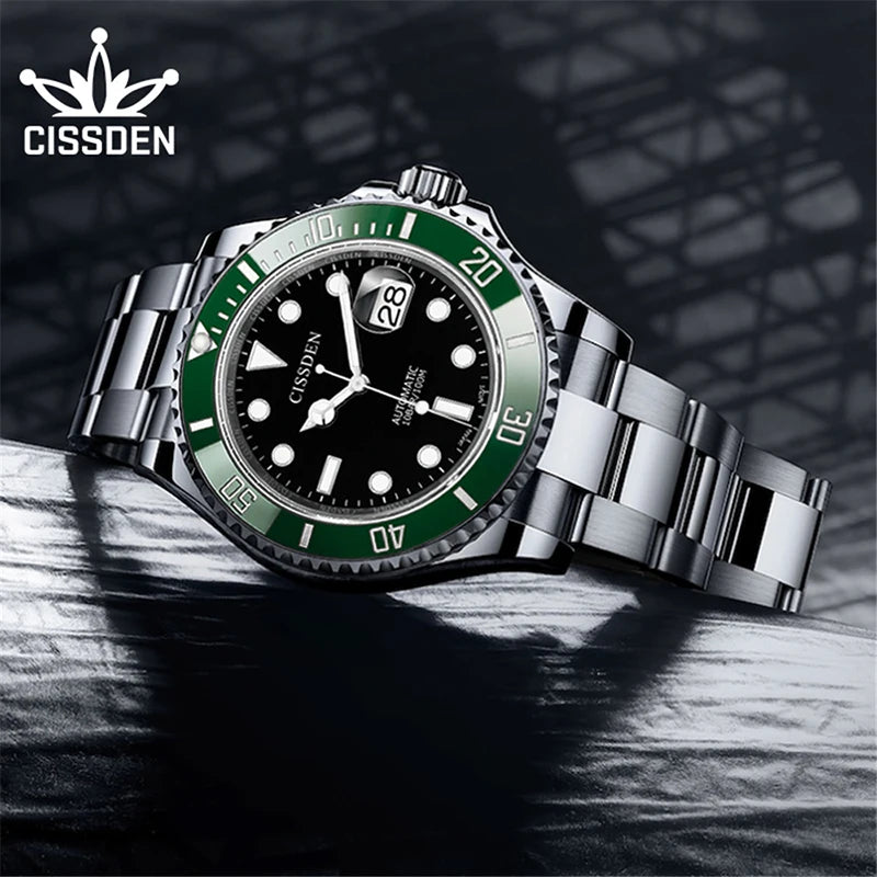 CISSDEN Diver's Automatic Mens Watch with Sapphire Glass and Stainless Steel Bracelet  OurLum.com   