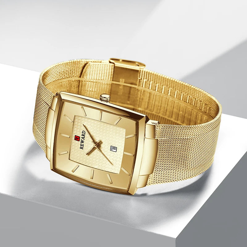 Gold Business Quartz Watch for Men | Waterproof Luxury Stainless Steel Wristwatch  OurLum.com   