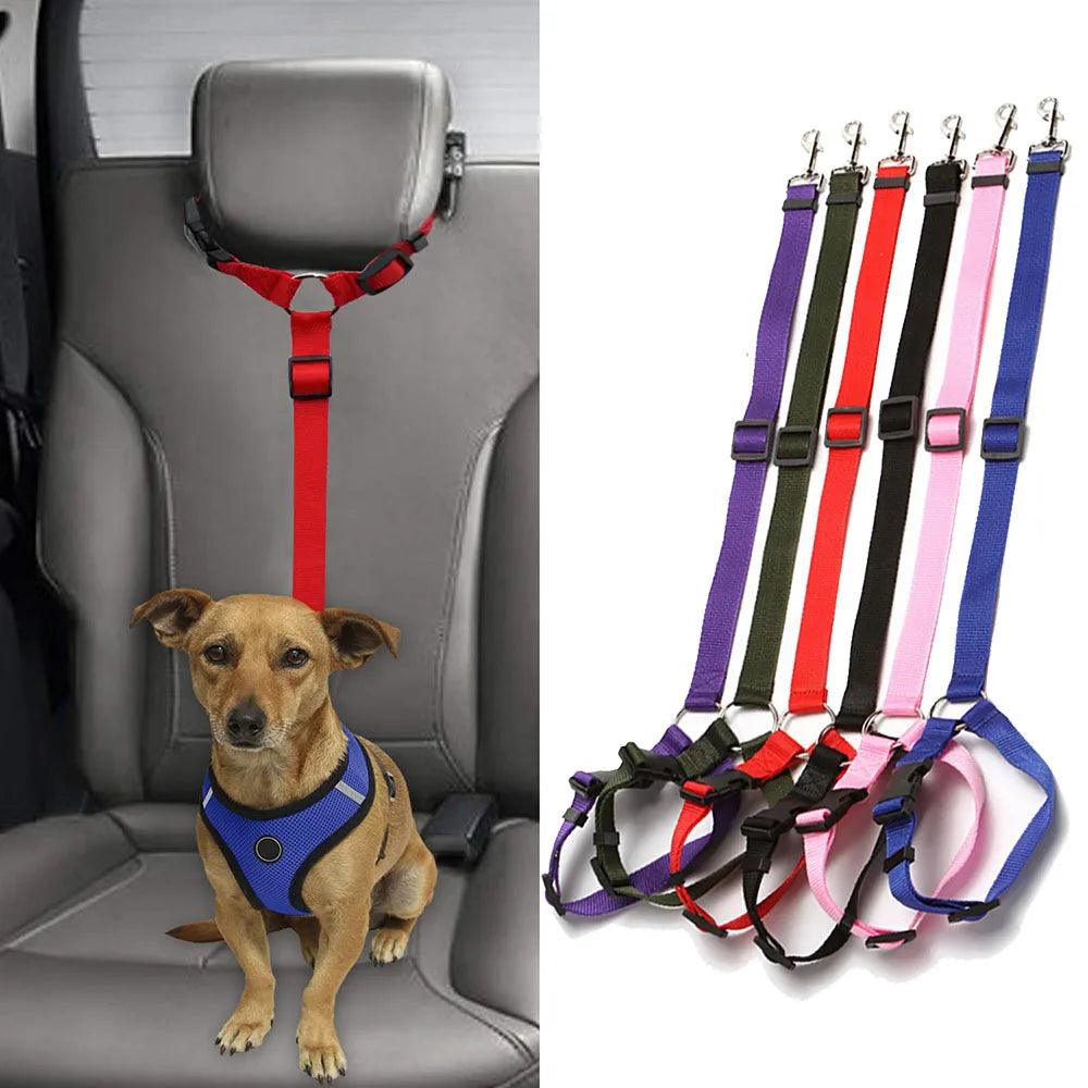 Pet Travel Safety Harness and Seat Belt for Small Medium Dogs and Cats - Adjustable Nylon Leash with 13 Color Options  ourlum.com   