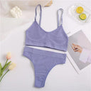 Seamless Push-Up Bra and Panty Set with Tank Crop Tops - Luxury Comfort Collection  Our Lum Thong Style BLUE L-XL 