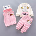 Cozy Winter Hooded Outerwear Set for Baby Boys and Girls  ourlum.com Pink 3 12M 