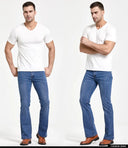 Mens Boot Cut Jeans Slightly Flared Slim Fit Denim Pants