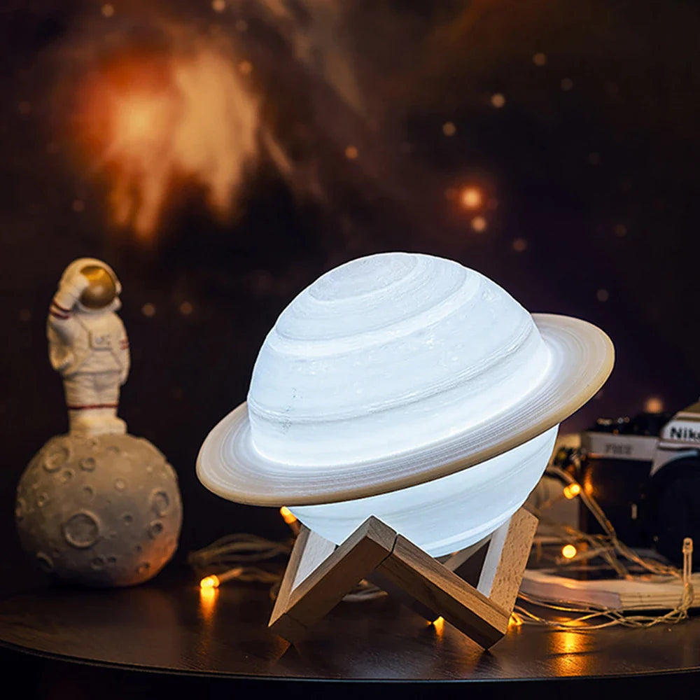 Coquimbo 3D Printing Saturn Lamp Home Decoration Bedroom LED Night Light With Remote Controller For Children's Gift Night Lamp  ourlum.com Touch 2 Colors 22cm Diameter 