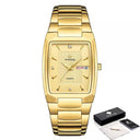 Square Luxury Men's Watch with Automatic Date Display Stainless Steel Gold Quartz Wristwatch  ourlum.com gold gold box United State 