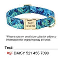 Custom Floral Print Nylon Dog Collar and Leash Set with ID Tag - Stylish Pet Walking Accessories for Medium to Large Breeds  ourlum.com Blue Collar S 