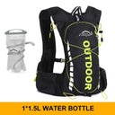 Cycling backpack for men and women, nylon bag, waterproof 8 liters, hiking and camping, 250ml water bottle with 1.5L water bag  ourlum.com black green1.5L  