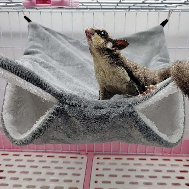 Cozy Plush Hammock for Small Pets: Double-layer Warm Sleeping Bag & Hanging Cage House  ourlum.com   