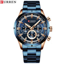 Curren Men's Blue Dial Chronograph Steel Watch: Stylish Waterproof Timepiece.  ourlum.com   