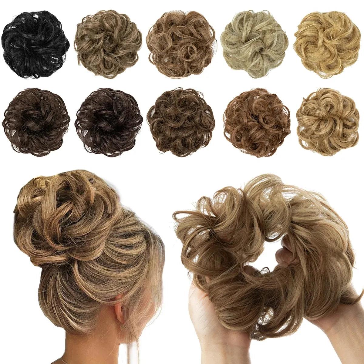 Synthetic Curly Hair Bun Extensions: Instant Updo Glamour & Style