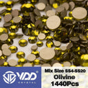 Crystal Gold Mix Size Flatback Rhinestones for DIY Nail Art  ourlum.com Olivine Mix Size(1440Pcs) 