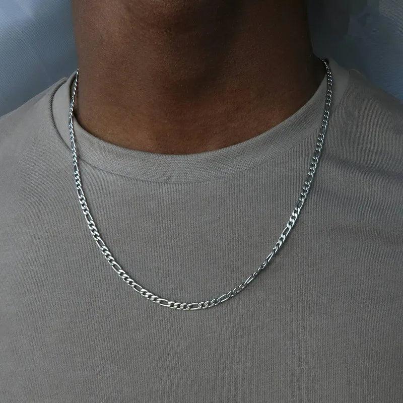 Figaro Chain Necklace: Punk Silver Stainless Steel Men's Hip Hop Jewelry  ourlum.com   