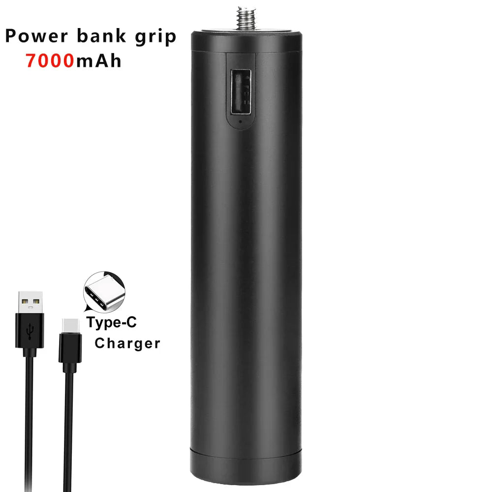 7000mAh Power Bank Hand Grip Type-C Charging Ports with Mini Tripod for Smartphone Mirrorless Camera  ourlum.com   