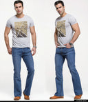 Mens Boot Cut Jeans Slightly Flared Slim Fit Denim Pants